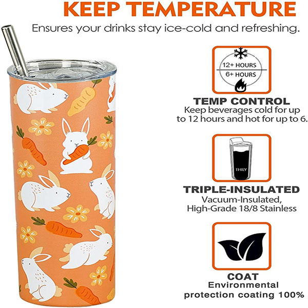 Rabbit Tumbler With Lid and Straw 20 oz