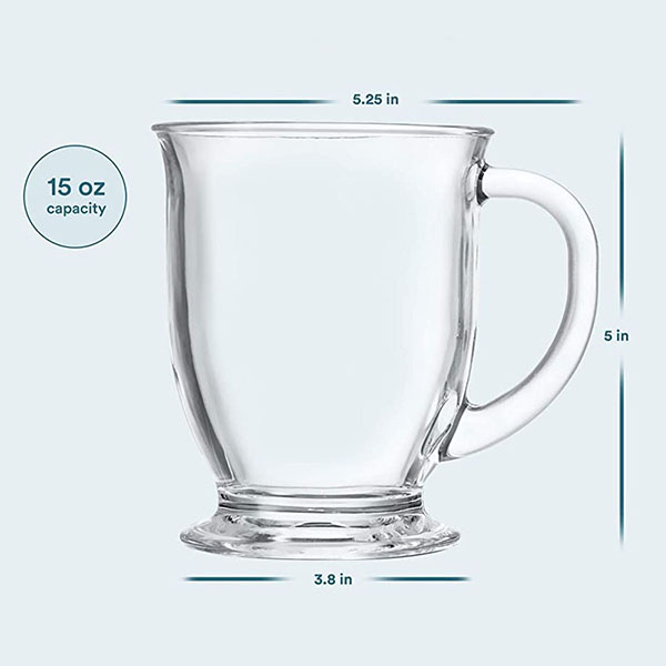 Clear Glass Tea Coffee Mugs with grips for Hot Beverages