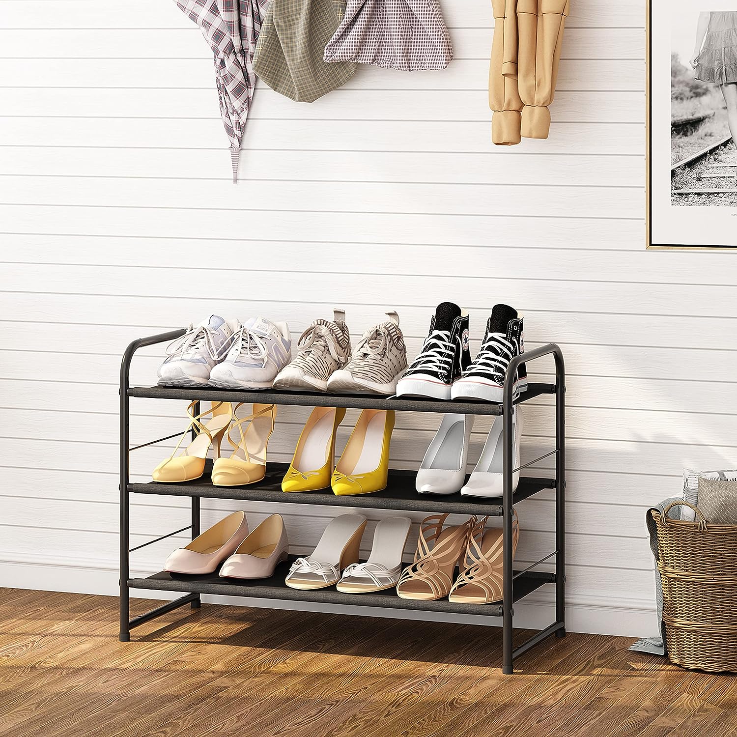 3-Tier Shoe Rack Storage(Black)