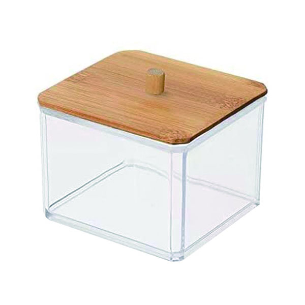 Bamboo lid cosmetics storage box square