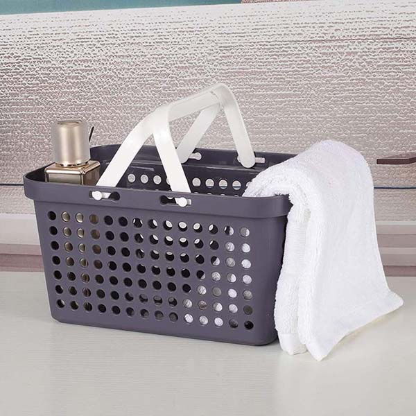 Portable Round hole plastic storage basket with handle 