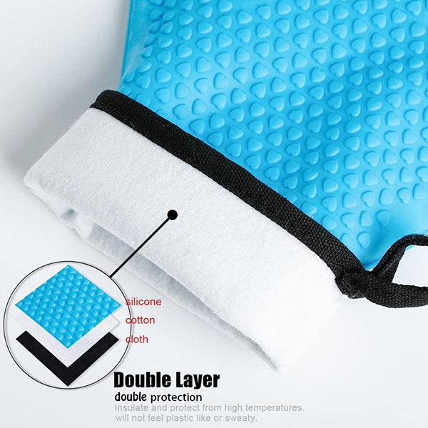 Silicone and Cotton Double-Layer Heat Resistant Oven Mitts 