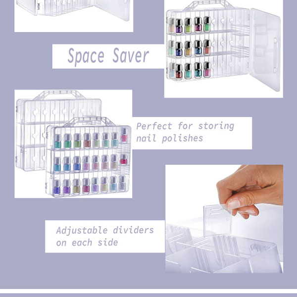 Double Side Universal Clear Nail Polish Organizer Box Nail T