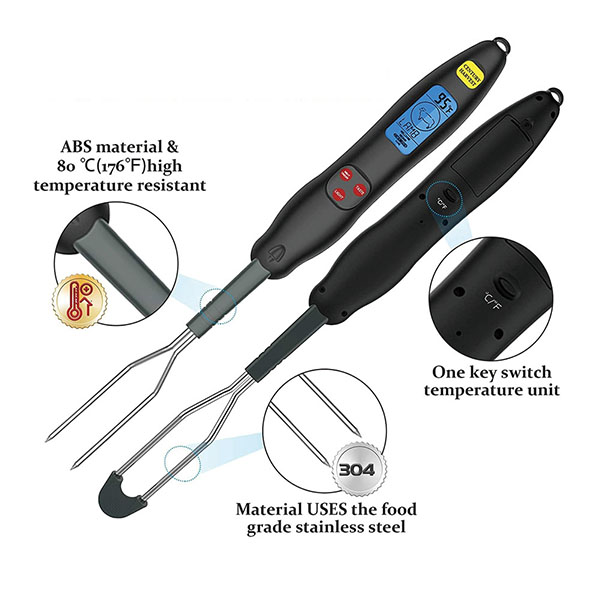 BBQ Meat Instant Read Thermometer with Fork