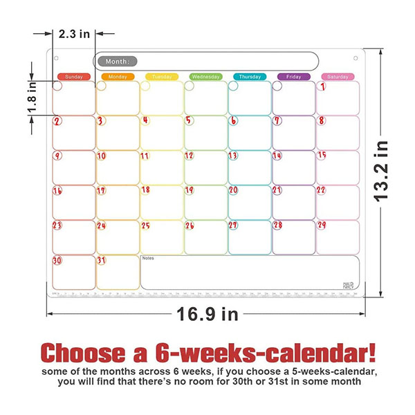 Magnetic Calendar for Refrigerator