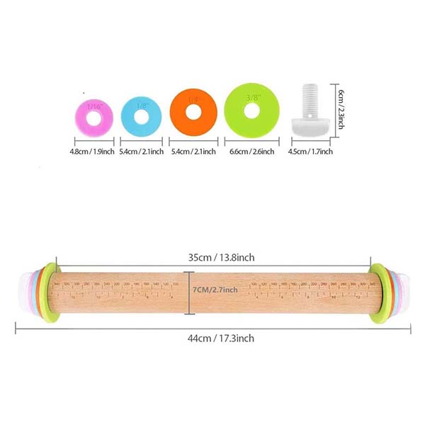 Adjustable Rolling Pin with Removable Rings