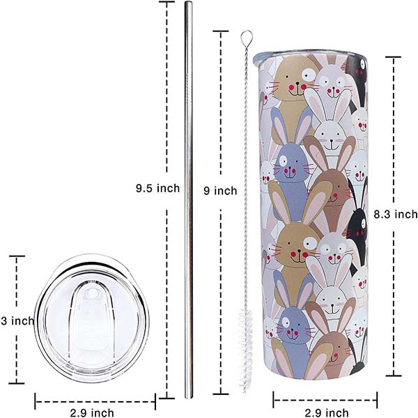 Rabbit Tumbler With Lid and Straw 20 oz