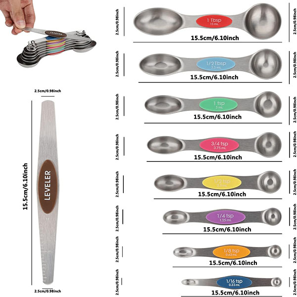Measuring Spoons Set Stainless Steel Include 8 Double Sided 