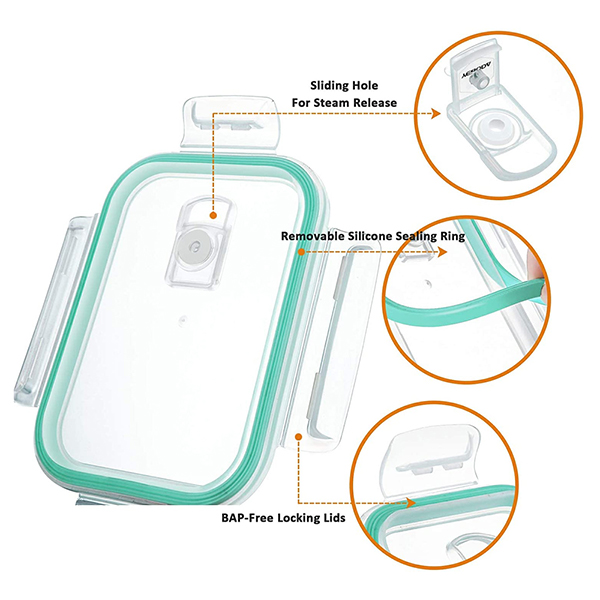  Glass Food Storage Containers with Airtight Snap Locking Li