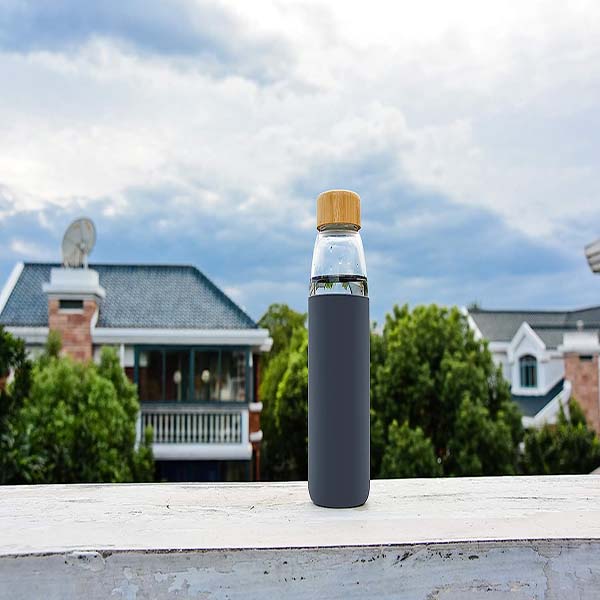 Glass Water Bottle with Bamboo Lid 
