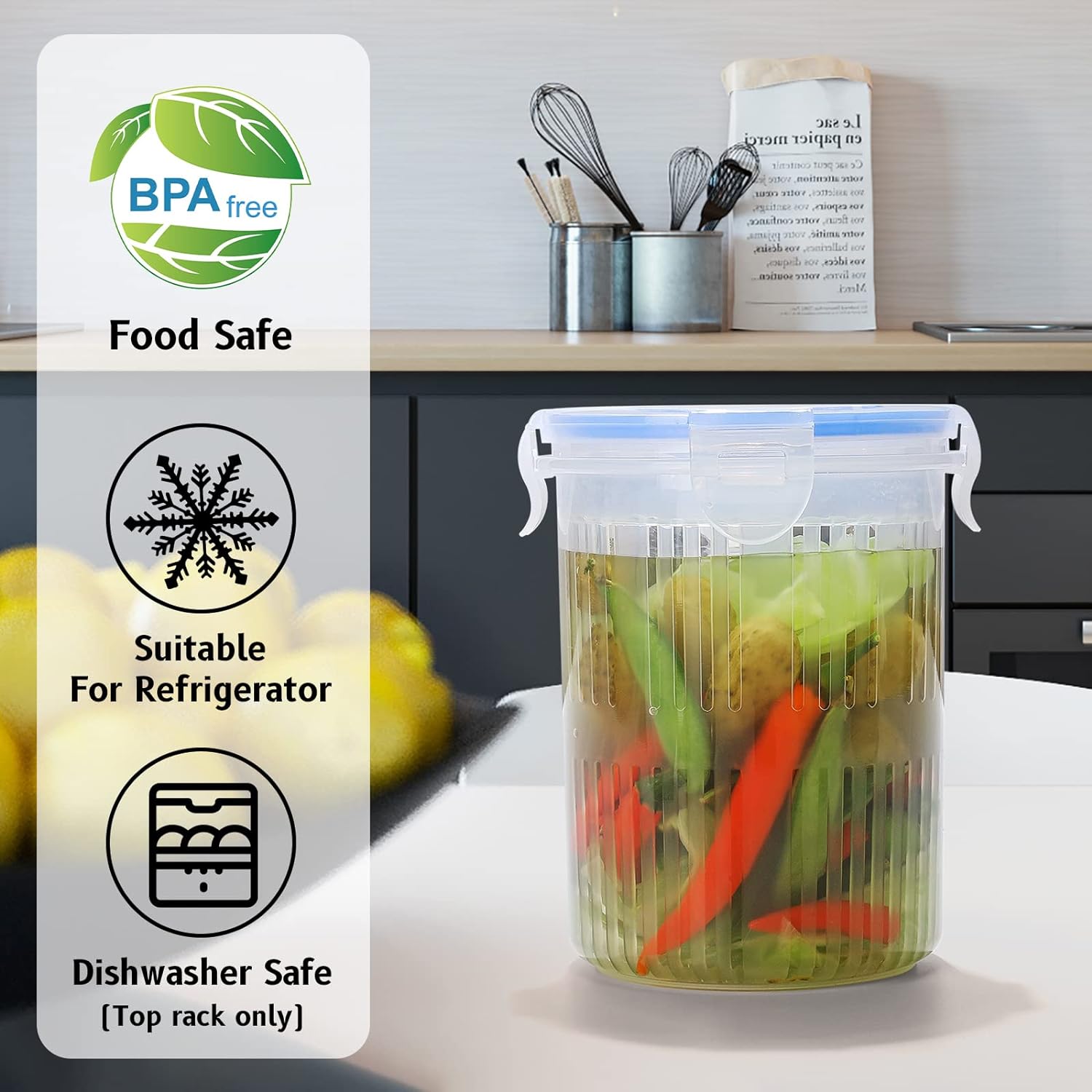 Pickle Container with Strainer