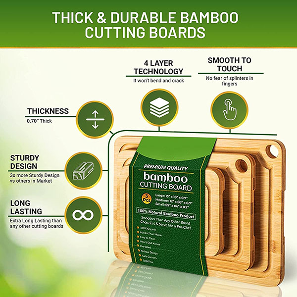 Bamboo Cutting Board Set of 3