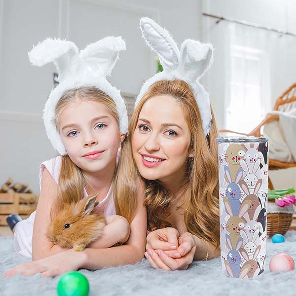 Rabbit Tumbler With Lid and Straw 20 oz