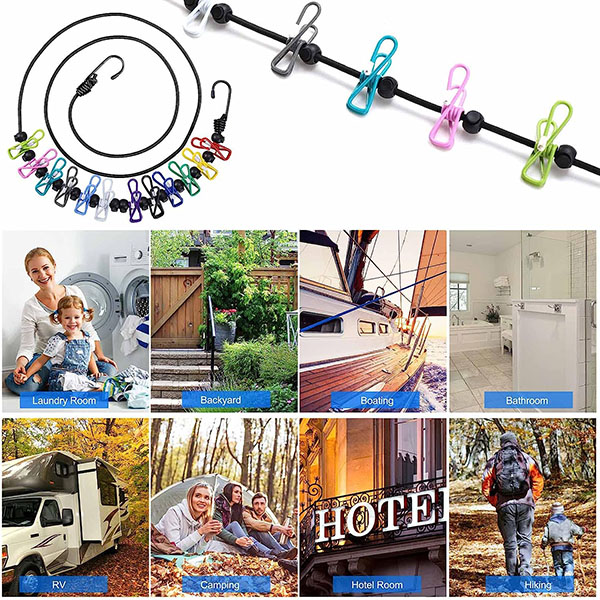 Travel Clothesline, Portable Retractable Clothesline with 12