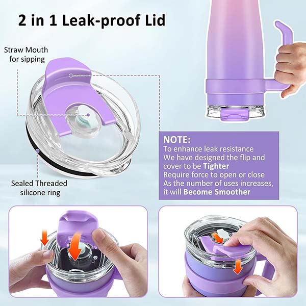40oz Tumbler with Handle and Straw Lid