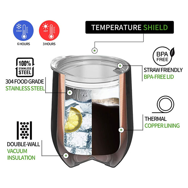 12 oz Stainless Steel  Wine Glass Tumbler
