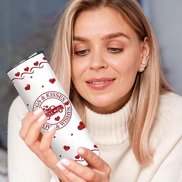 valentine tumbler with Lid and Straw