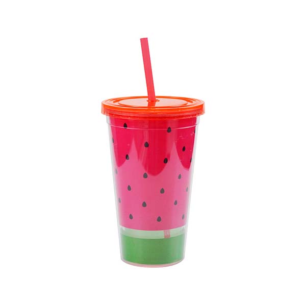 Watermelon Print Straw Bottle  