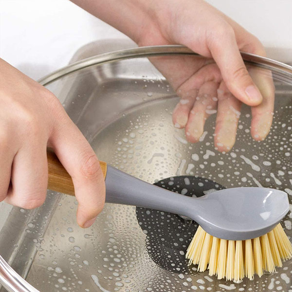 Bamboo handle dish brush