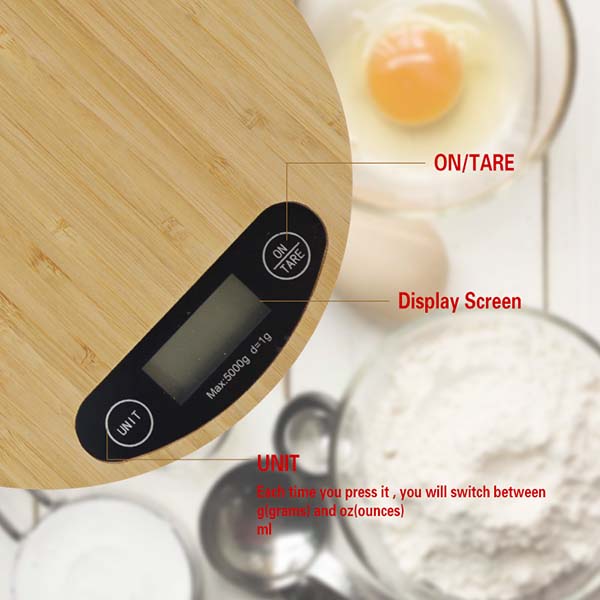 Bamboo Round Electronic Scale