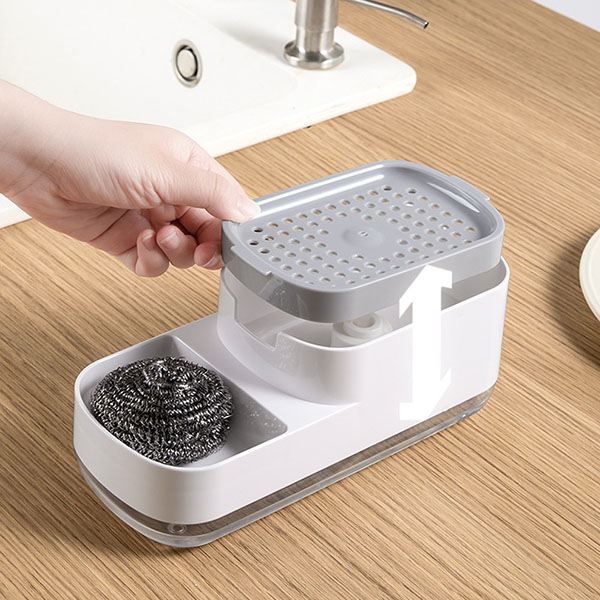 Soap dispener with sponge holder