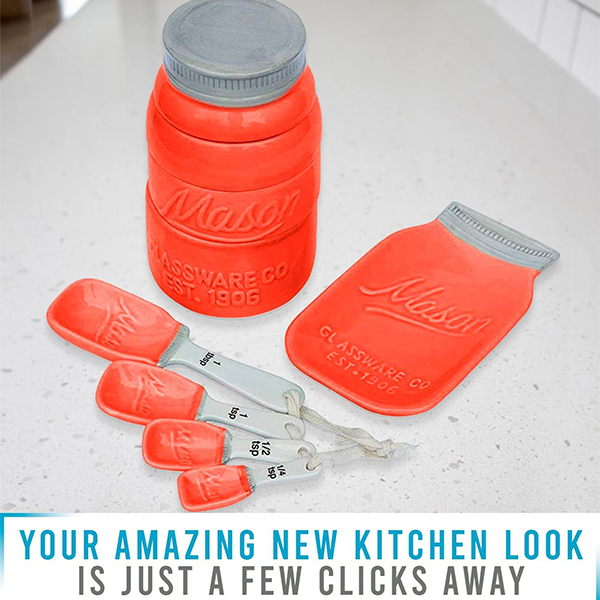 Mason Jar Ceramic Measuring Cups Set