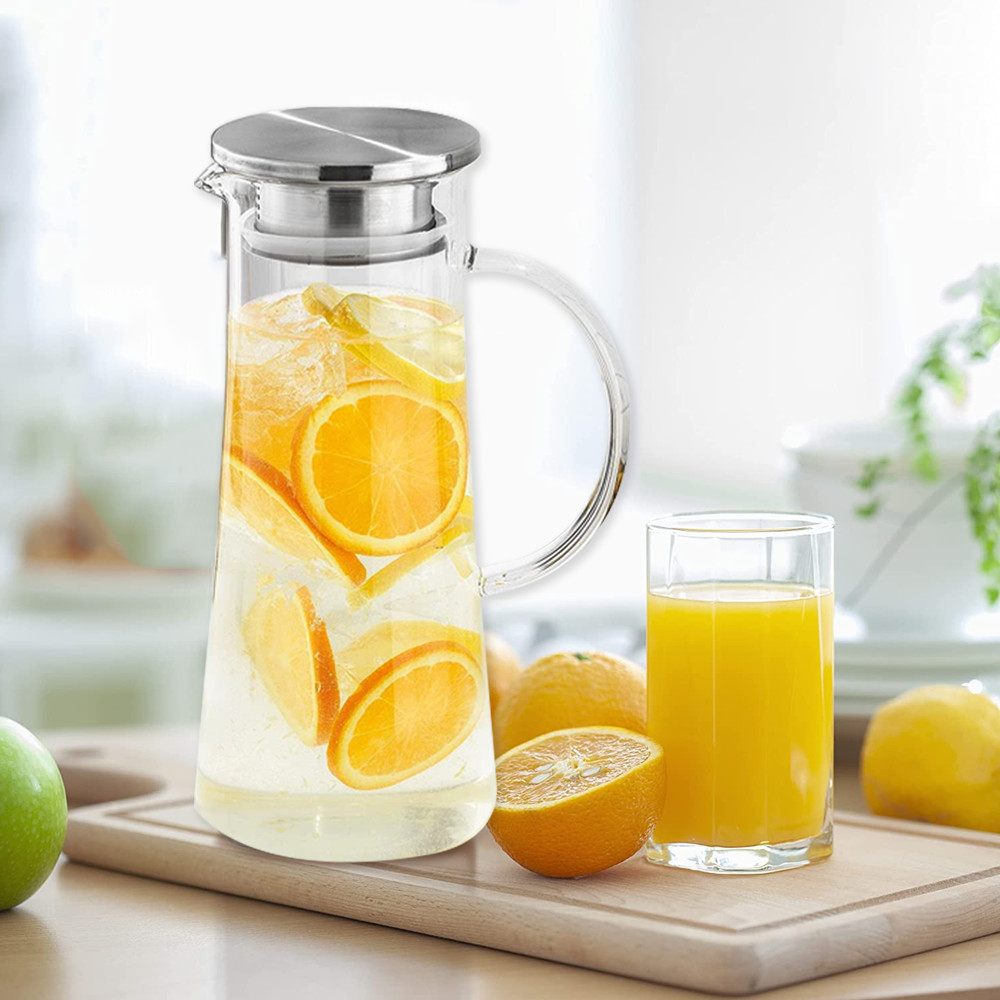 1500ml glass water pitche with ss lid