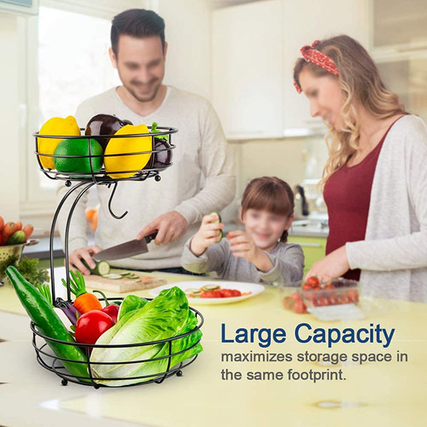 2-Tier Fruit Basket With Banana Hanger