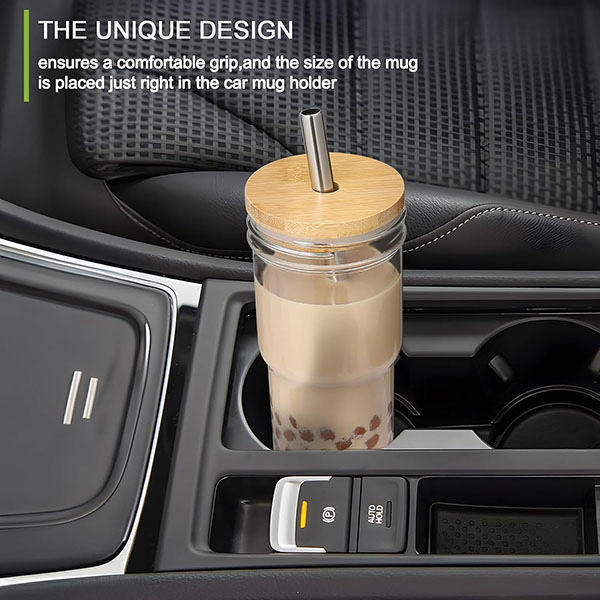 6 Pack Glass Tumbler with lid and Straw