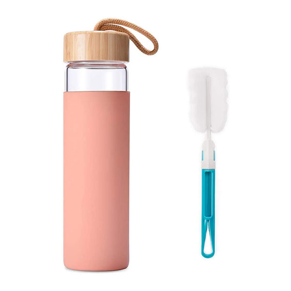 20 Oz Glass Water Bottle with Bamboo Lid