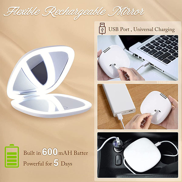 2-Sided Lighted Pocket Makeup Mirror