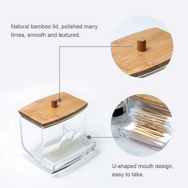 Bamboo lid cosmetics storage box