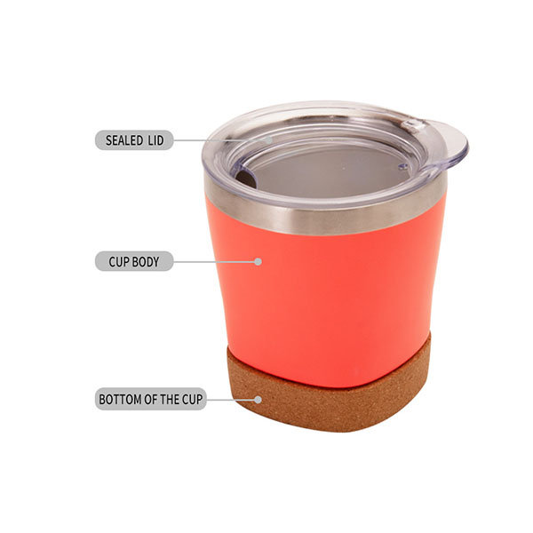 8oz Stainless steel Travel Vacuum Tumbler with Cork Bottom