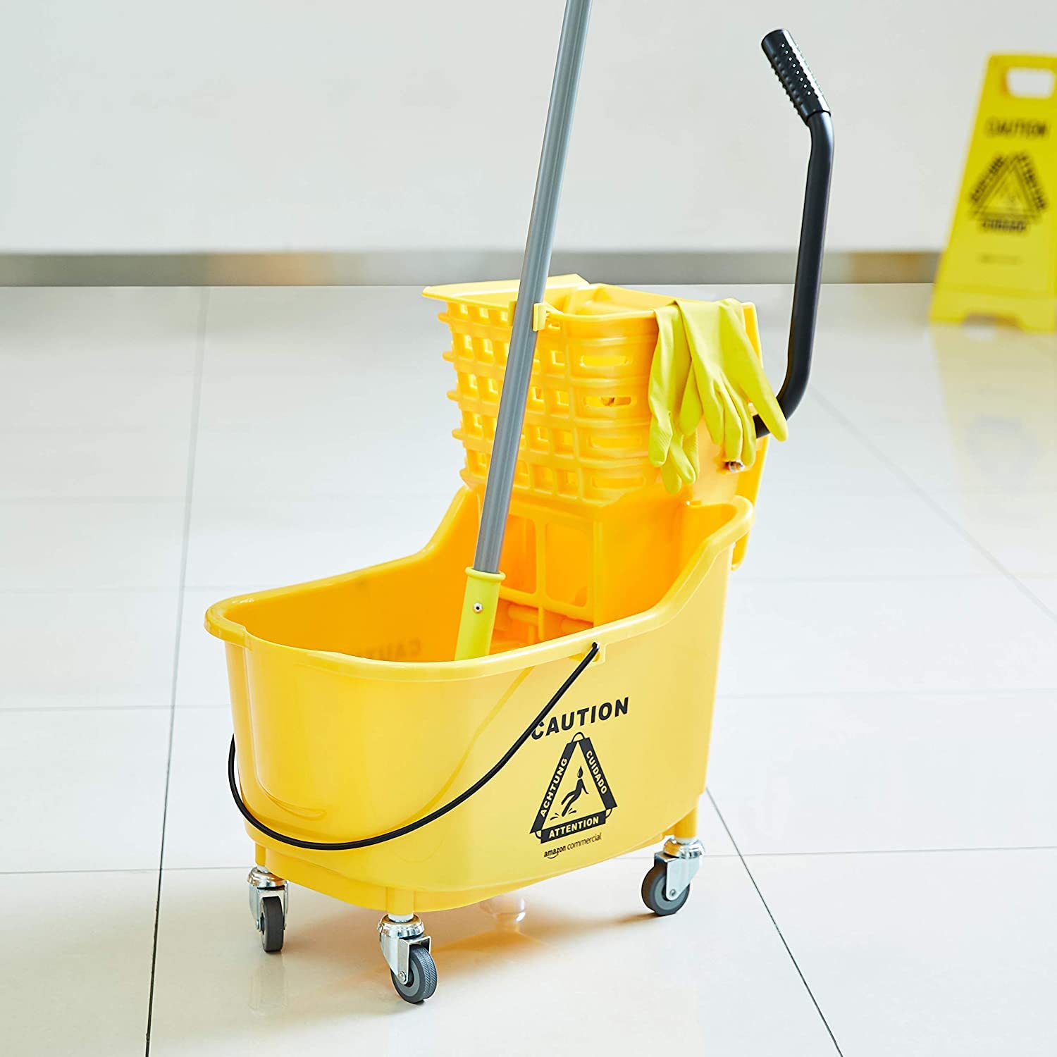 Side Press Wringer Combo Commercial Rectangular Mop Bucket