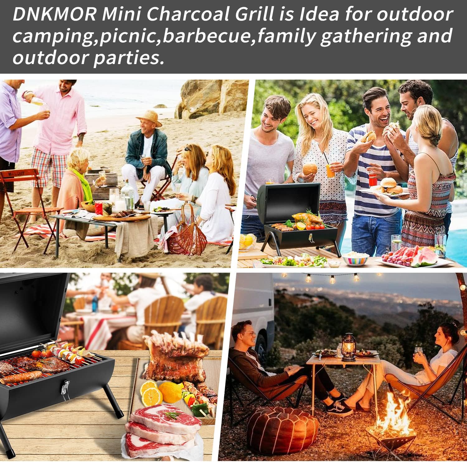 Portable Charcoal Grill, Tabletop Outdoor Barbecue Smoker