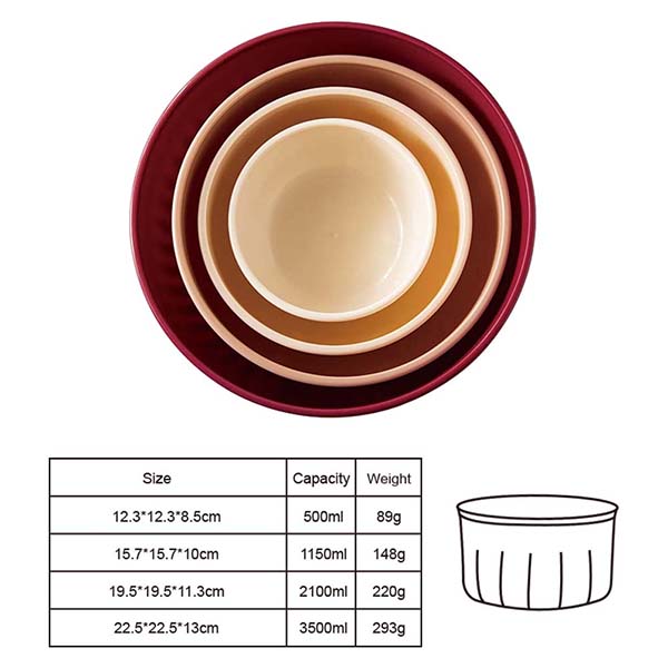 set of 4 round plastic  storage box with lid 