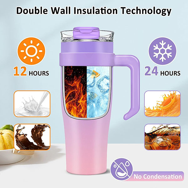 40oz Tumbler with Handle and Straw Lid