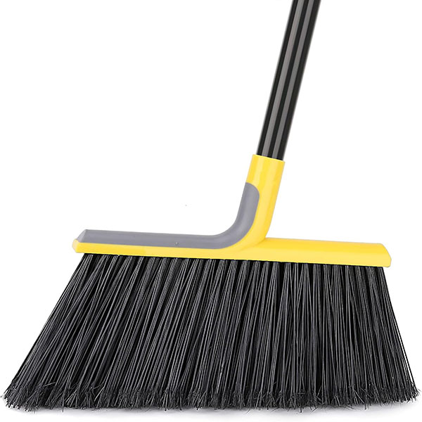 plastic angle broom with long metal stick