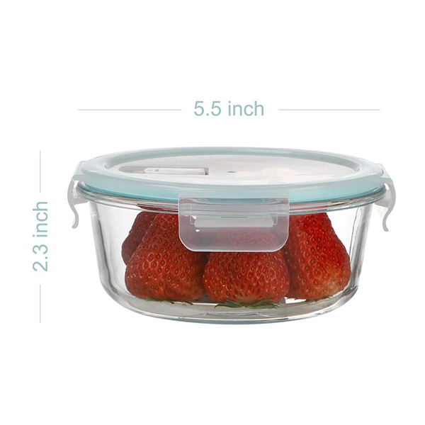 Glass food container with lid