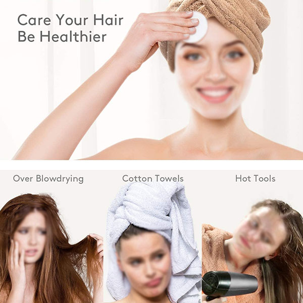 Microfiber Hair Towel Wraps with Button
