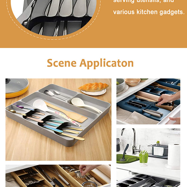  Kitchen Drawer Organizer Tray for Cutlery