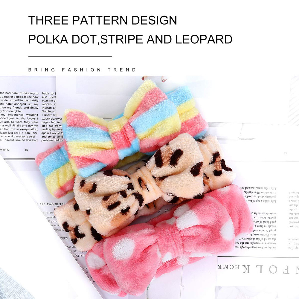  Fleece Bowknot Shower Elastic Hair Band
