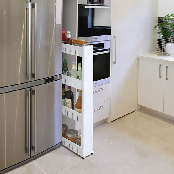 3 Tier Mobile Shelving Unit Slim Slide-Out Storage Tower Pul