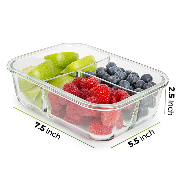  Glass Meal Prep Containers 3 Compartment