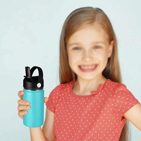 Stainless Steel kids water bottle with straw lid and brush