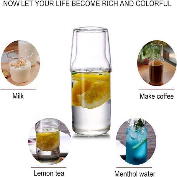 Glass Bedside Water Carafe Set 