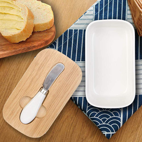 Ceramic Butter Keeper with knife