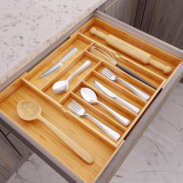 bamboo expandable drawer organizer