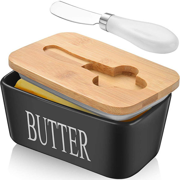 Ceramic Butter Keeper with knife