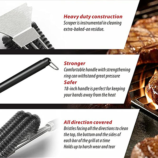 Grill Cleaning Brush and Scraper with Deluxe Handle
